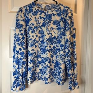 Floral Blue and White Women's Top